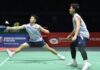 Goh Sze Fei and Nur Izzuddin Rumsani reach the 2026 Indonesia Open badminton quarterfinals in Jakarta. (Photo: AFP)