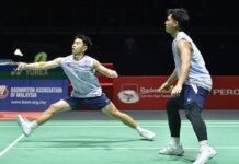 Goh Sze Fei and Nur Izzuddin Rumsani reach the 2026 Indonesia Open badminton quarterfinals in Jakarta. (Photo: AFP)