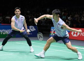 Goh Sze Fei and Nur Izzuddin Rumsani advance to the Indonesia Open badminton men’s doubles semifinals in Jakarta. (Photo: AFP)