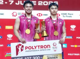Goh Sze Fei-Nur Izzuddin End Malaysia’s 18-Year Men’s Doubles Wait at Indonesia Open Goh Sze Fei and Nur Izzuddin Rumsani pose with their trophy after winning the 2026 Indonesia Open badminton men’s doubles title in Jakarta. (Photo: BWF)