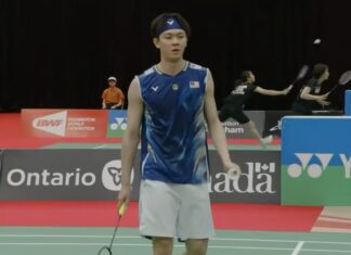 Lee Zii Jia loses to Riki Takei during the Canada Open badminton men’s singles semifinals. (Photo: BWF)