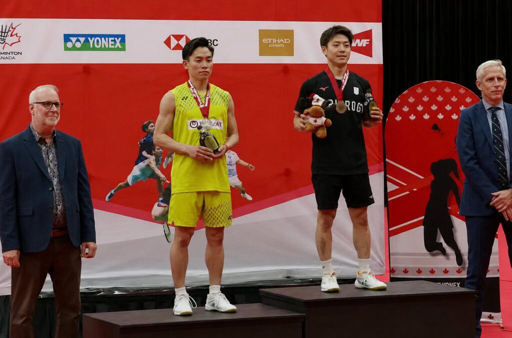 Yudai Okimoto (R) defeats Riki Takei in an all-Japanese men’s singles final as Japan sweeps all five titles at the 2026 Canada Open badminton tournament. (Photo: AFP)