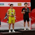 Yudai Okimoto (R) defeats Riki Takei in an all-Japanese men’s singles final as Japan sweeps all five titles at the 2026 Canada Open badminton tournament. (Photo: AFP)