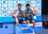 Tee Kai Wun and Yap Roy King pose for photos during the awards ceremony after defeating fellow Malaysians Man Wei Chong and Soh Wooi Yik to win the 2026 Korea Masters men’s doubles title. (Photo: BWF)