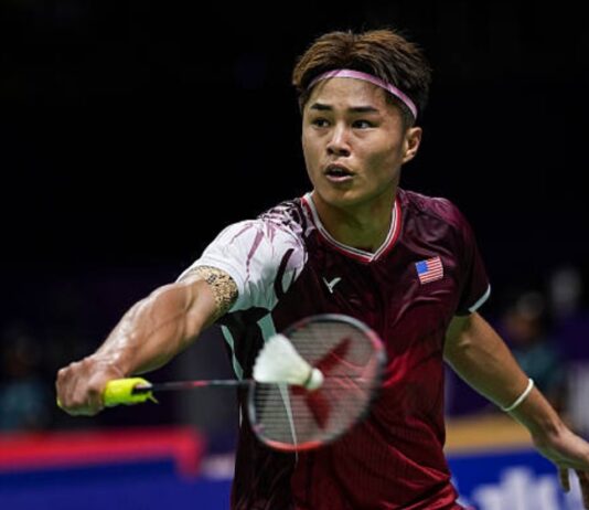 Garret Tan stunned India’s Lakshya Sen 21-19, 19-21, 21-17 to reach the round of 16 at the 2026 BWF World Championships in New Delhi. (Photo: AFP)