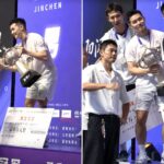 Malaysia’s Cheam June Wei celebrates his fifth Lin Dan Cup badminton title after defeating China’s Ren Cheng Ming 15-11, 15-6 in the 2026 Jincheng final. (Photo: Lin Dan Cup)