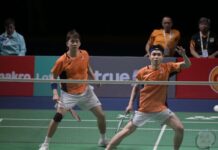 Man Wei Chong and Soh Wooi Yik advance to the men’s doubles semifinals at the 2026 Korea Masters badminton tournament. (Photo: Bernama)