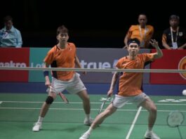 Man Wei Chong and Soh Wooi Yik advance to the men’s doubles semifinals at the 2026 Korea Masters badminton tournament. (Photo: Bernama)
