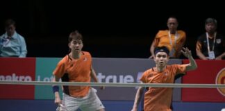 Man Wei Chong and Soh Wooi Yik advance to the men’s doubles semifinals at the 2026 Korea Masters badminton tournament. (Photo: Bernama)