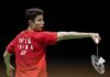 Shi Yuqi suffers his second consecutive first-round exit in back-to-back tournaments. (Photo: AFP)