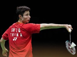 Shi Yuqi suffers his second consecutive first-round exit in back-to-back tournaments. (Photo: AFP)
