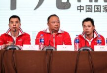 Wang Wei (left), Zhang Jun (center), and Xia Xuanze (right), three former top officials of the Chinese Badminton Association, are currently under serious investigation, a shocking development for badminton fans across China. (Photo: AFP)