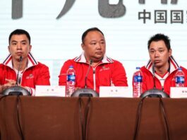 Wang Wei (left), Zhang Jun (center), and Xia Xuanze (right), three former top officials of the Chinese Badminton Association, are currently under serious investigation, a shocking development for badminton fans across China. (Photo: AFP)