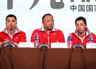 Wang Wei (left), Zhang Jun (center), and Xia Xuanze (right), three former top officials of the Chinese Badminton Association, are currently under serious investigation, a shocking development for badminton fans across China. (Photo: AFP)