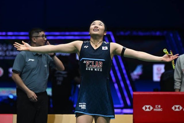 An Se Young has passed 100 consecutive weeks as the world No. 1 women’s singles badminton player and is closing in on Li Xuerui’s record of 119 straight weeks at the top. (Photo: AFP)