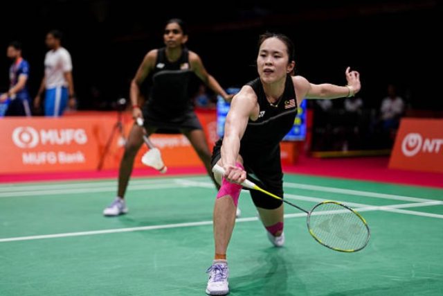 Pearly Tan and Thinaah Muralitharan pulled off an impressive victory over reigning world champions Baek Ha Na and Lee So Hee during Malaysia’s women’s team tie against South Korea at the 2026 Asian Games. (Photo: AFP)