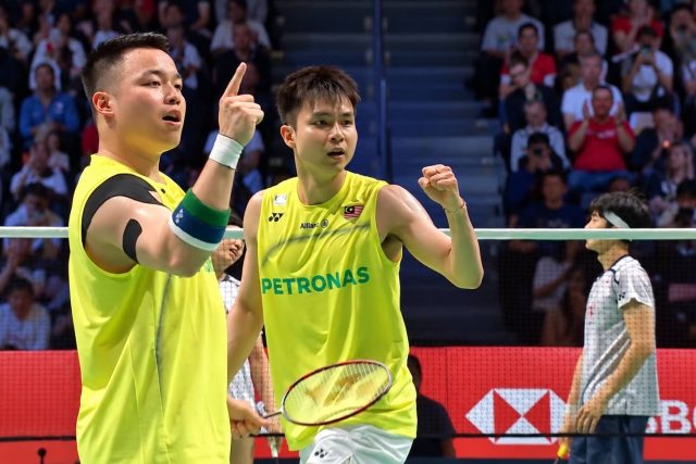 Malaysia’s Aaron Chia and Soh Wooi Yik defeat top seeds Kim Won Ho and Seo Seung Jae 21-14, 21-18 to reach the 2026 Denmark Open men’s doubles final. (Photo: BWF)
