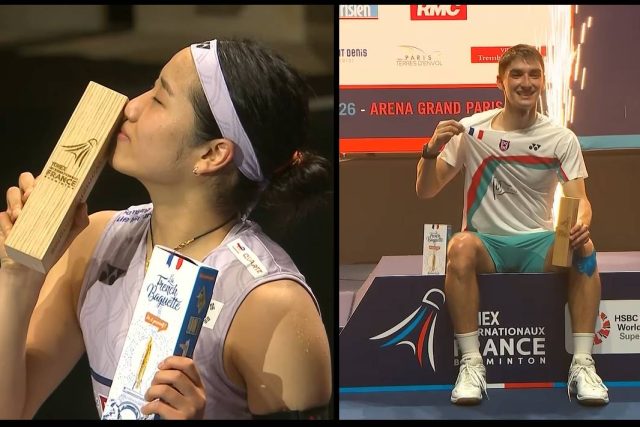 South Korea's An Se Young celebrates her fourth French Open women's singles title after defeating India's P. V. Sindhu in Paris, while France's Christo Popov claims a historic home men's singles championship at the 2026 French Open. (Photo: BWF)