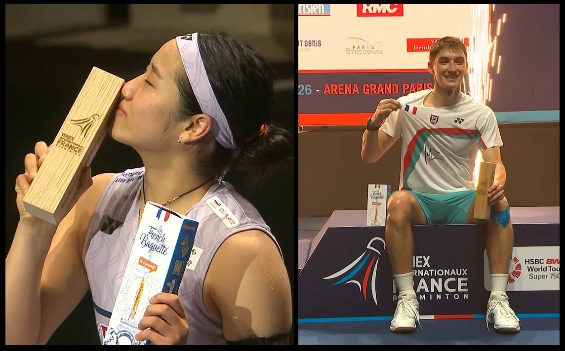 South Korea's An Se Young celebrates her fourth French Open women's singles title after defeating India's P. V. Sindhu in Paris, while France's Christo Popov claims a historic home men's singles championship at the 2026 French Open. (Photo: BWF)